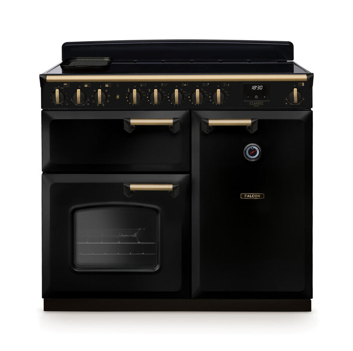 Falcon NGC Classic Deluxe 100cm Induction Range Cooker — Gloss Black / Antique Brass