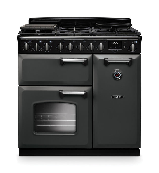Falcon NGC Classic Deluxe 90cm Dual Fuel Range Cooker — Slate / Chrome