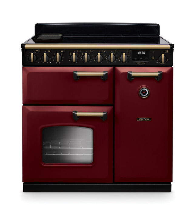 Falcon NGC Classic Deluxe 90cm Induction Range Cooker — Bordeaux / Antique Brass