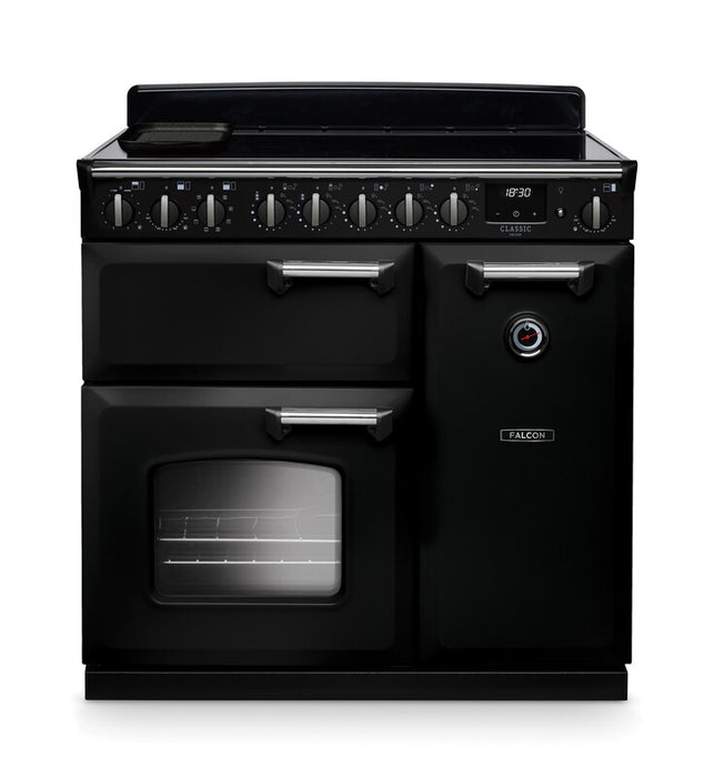 Falcon NGC Classic Deluxe 90cm Induction Range Cooker — Gloss Black / Chrome