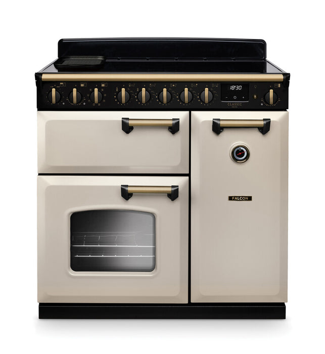 Falcon NGC Classic Deluxe 90cm Induction Range Cooker — Pale Cream / Antique Brass