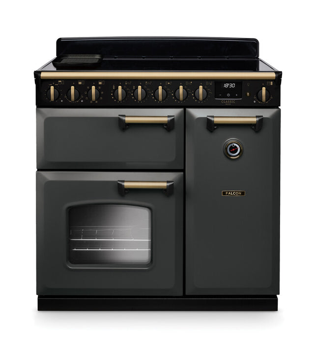 Falcon NGC Classic Deluxe 90cm Induction Range Cooker — Slate / Antique Brass