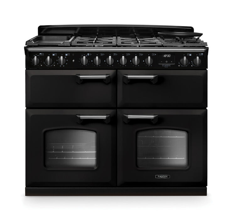 Falcon NGC Classic Deluxe 110cm Dual Fuel Range Cooker with Slow Cook Oven — Charcoal Black / Chrome