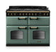 Falcon NGC Classic Deluxe 110cm Dual Fuel Range Cooker with Slow Cook Oven — Mineral Green / Antique Brass