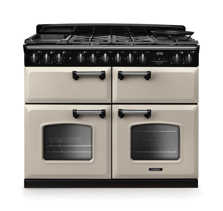 Falcon NGC Classic Deluxe 110cm Dual Fuel Range Cooker with Slow Cook Oven — Pale Cream / Chrome