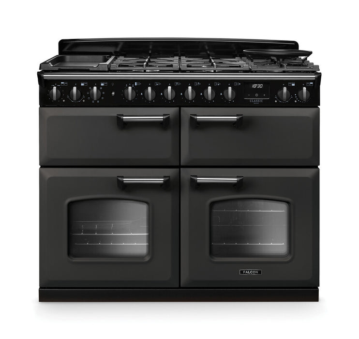 Falcon NGC Classic Deluxe 110cm Dual Fuel Range Cooker with Slow Cook Oven — Slate / Chrome