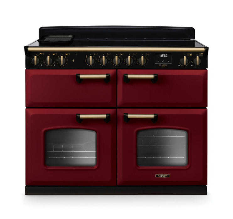 Falcon NGC Classic Deluxe 110cm Induction Range Cooker with Slow Cook Oven — Bordeaux / Antique Brass