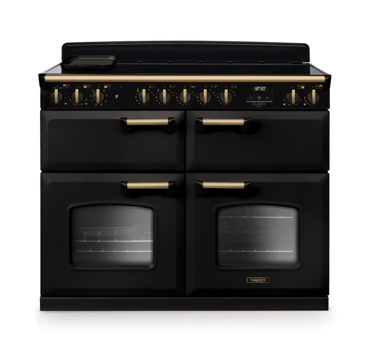 Falcon NGC Classic Deluxe 110cm Induction Range Cooker with Slow Cook Oven — Charcoal Black / Antique Brass