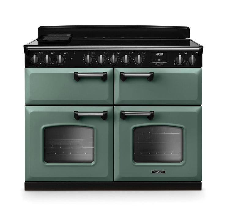 Falcon NGC Classic Deluxe 110cm Induction Range Cooker with Slow Cook Oven — Mineral Green / Chrome