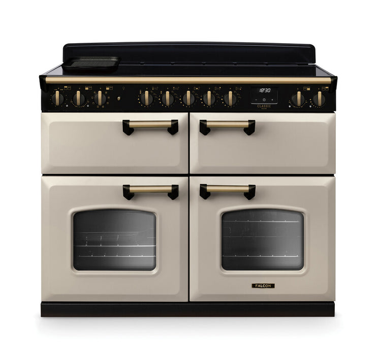 Falcon NGC Classic Deluxe 110cm Induction Range Cooker with Slow Cook Oven — Pale Cream / Antique Brass