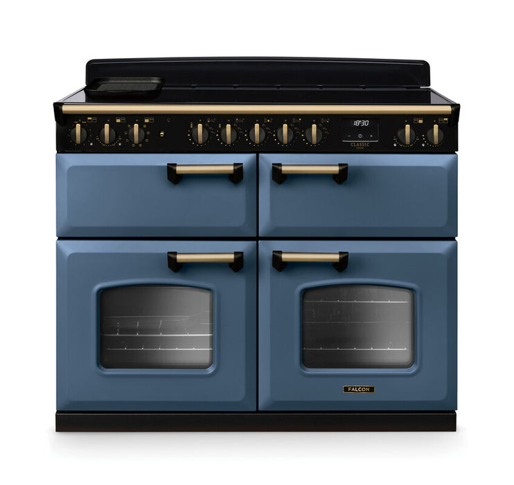 Falcon NGC Classic Deluxe 110cm Induction Range Cooker with Slow Cook Oven — Stone Blue / Antique Brass