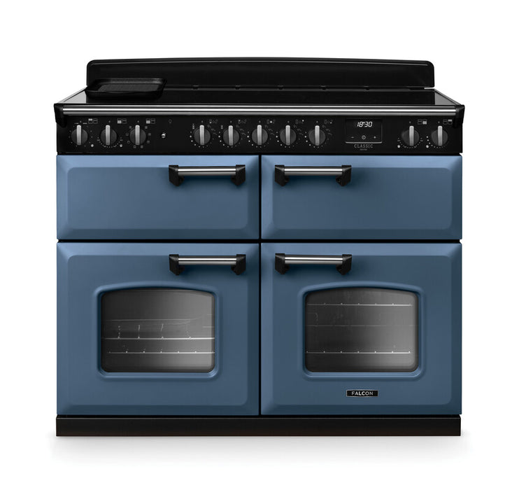 Falcon NGC Classic Deluxe 110cm Induction Range Cooker with Slow Cook Oven — Stone Blue / Chrome