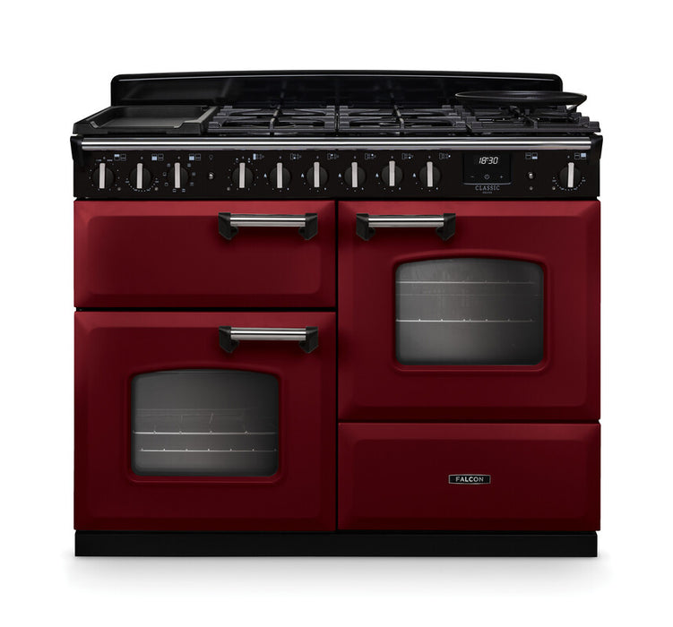 Falcon NGC Classic Deluxe 110cm Dual Fuel Range Cooker with Proving Drawer — Bordeaux / Chrome