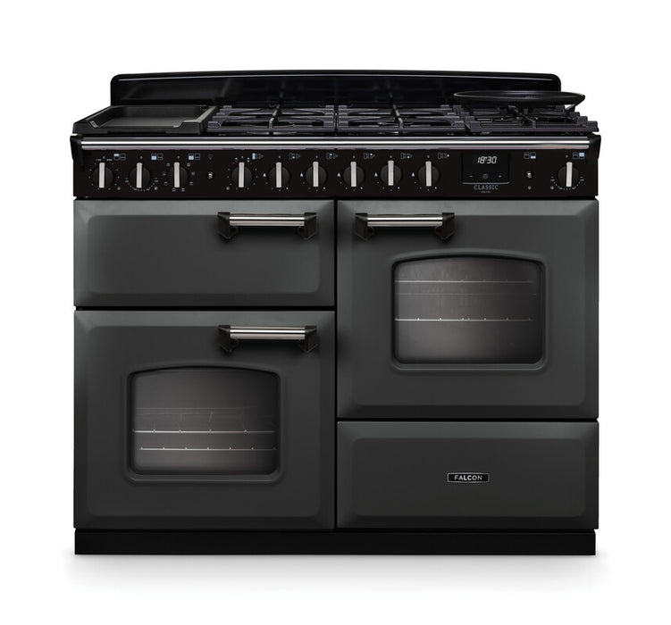 Falcon NGC Classic Deluxe 110cm Dual Fuel Range Cooker with Proving Drawer — Slate / Chrome