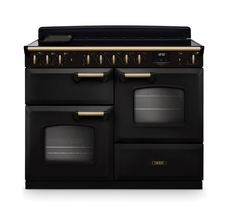 Falcon NGC Classic Deluxe 110cm Induction Range Cooker with Proving Drawer — Charcoal Black / Antique Brass