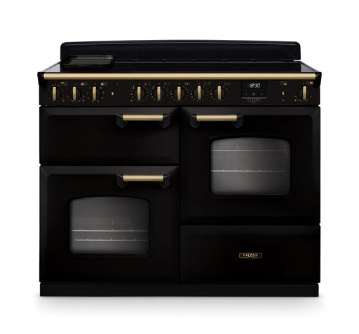 Falcon NGC Classic Deluxe 110cm Induction Range Cooker with Proving Drawer — Gloss Black / Antique Brass
