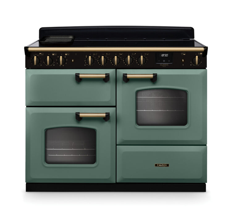 Falcon NGC Classic Deluxe 110cm Induction Range Cooker with Proving Drawer — Mineral Green / Antique Brass