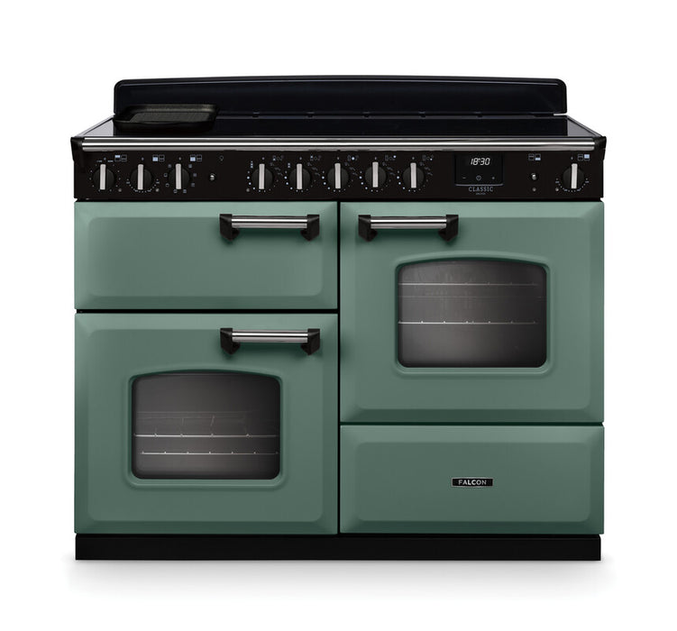 Falcon NGC Classic Deluxe 110cm Induction Range Cooker with Proving Drawer — Mineral Green / Chrome