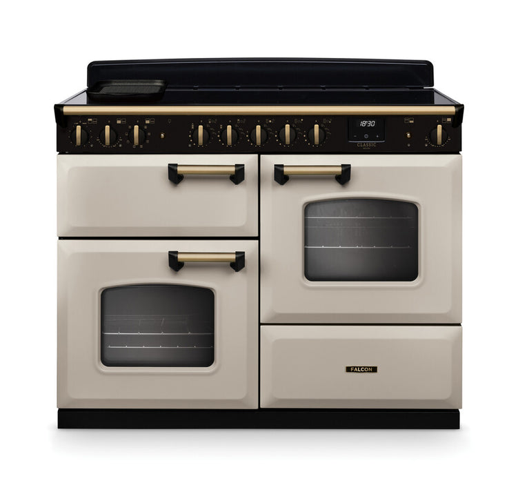 Falcon NGC Classic Deluxe 110cm Induction Range Cooker with Proving Drawer — Pale Cream / Antique Brass