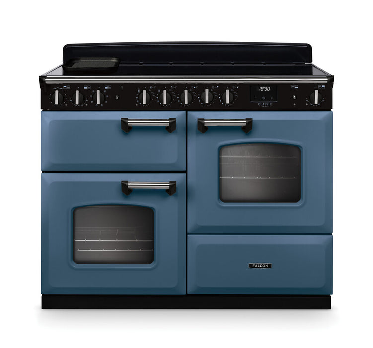 Falcon NGC Classic Deluxe 110cm Induction Range Cooker with Proving Drawer — Stone Blue / Chrome