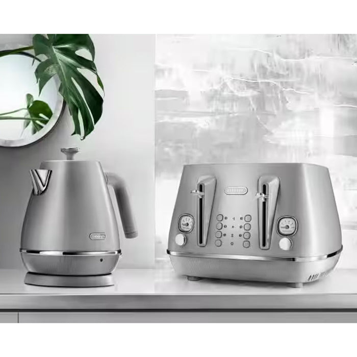 Delonghi Distinta Perla Toaster and Kettle Set Silver — Folders