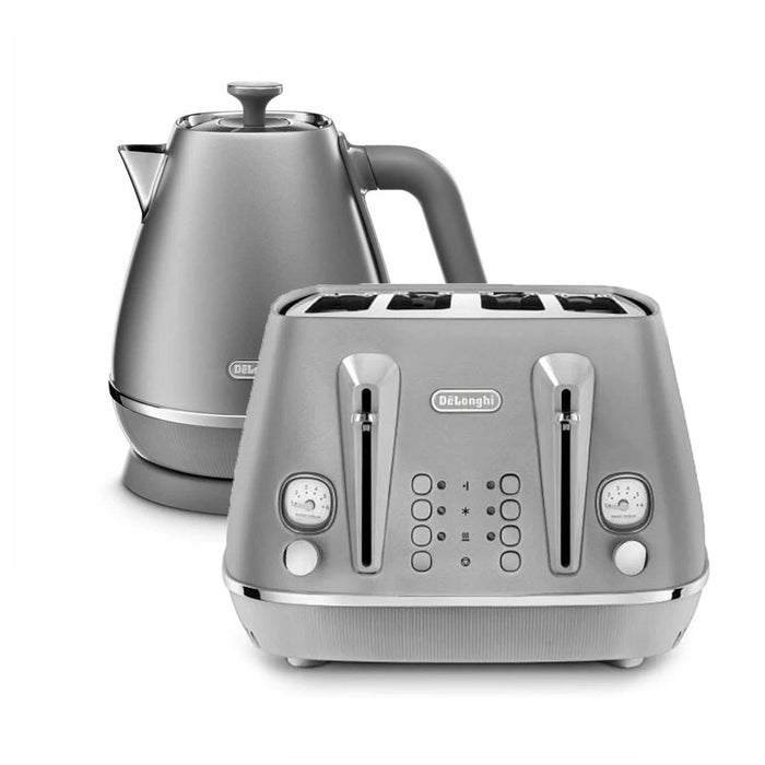 Delonghi Distinta Perla Toaster and Kettle Set Silver — Folders
