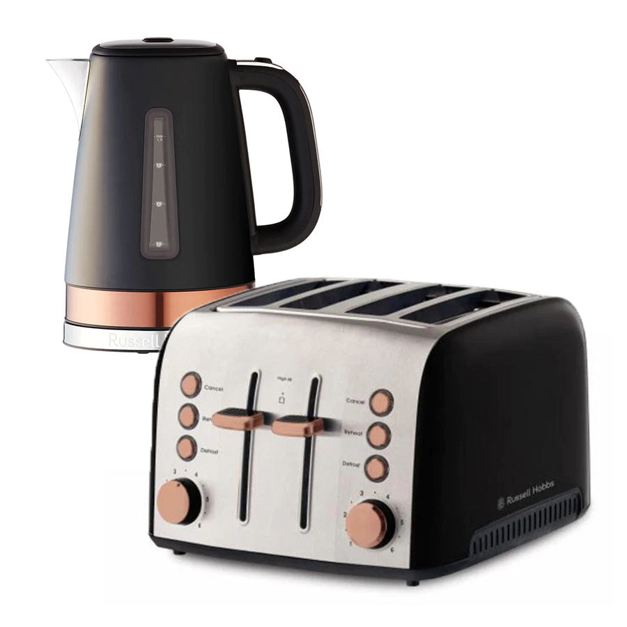 Russell Hobbs Brooklyn Toaster and Kettle Set Black/Copper — Folders
