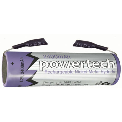 1.2V AA 2400mAH Rechargeable Ni-MH Powertech Battery - Solder Tag - Folders
