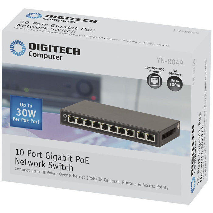 10 Port Gigabit PoE Network Switch - Folders