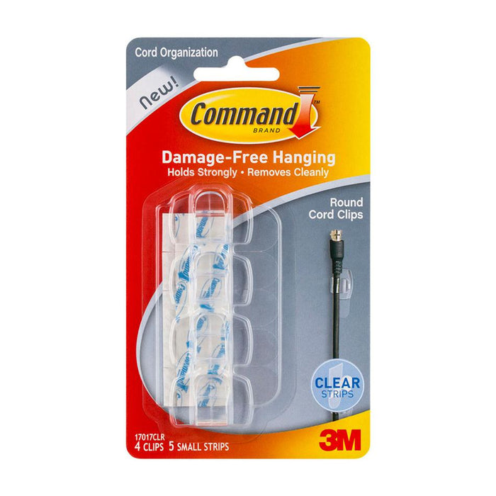 Command Cord Clips 17017CLR Clear, Pack of 4