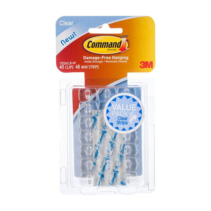 Command Decorating Clips 17026CLR-VP Clear Value, Pack of 40