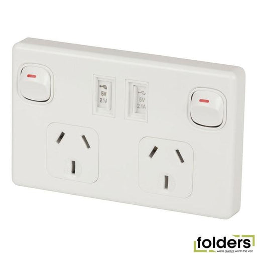 10a double gpo power point with 2 pole switching and dual usb charging - Folders