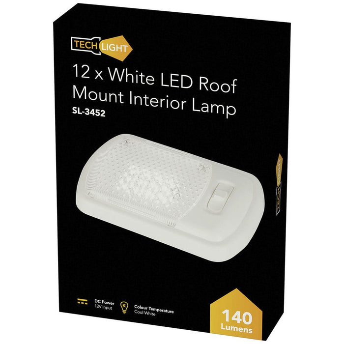 12 White LED Roof Mount Interior Lamp - Folders