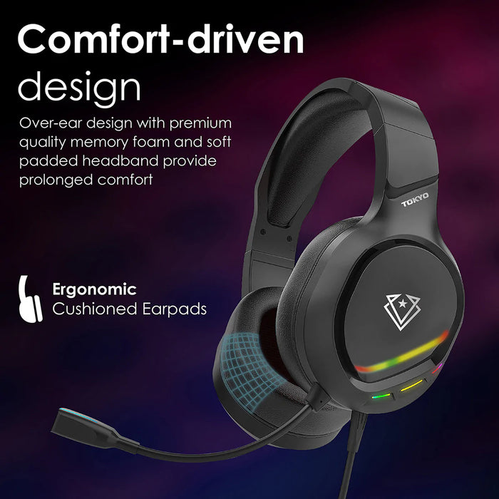 Vertux Gaming Amplified Over Ear Headset With Padded Headband.