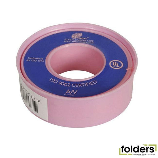 12mm pink water fitting thread tape 10m - Folders