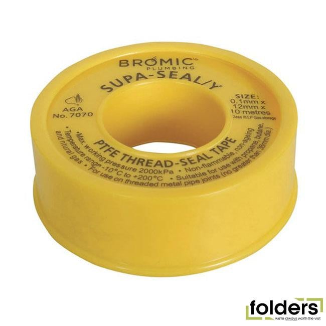 12mm yellow gas fitting thread tape 10m - Folders