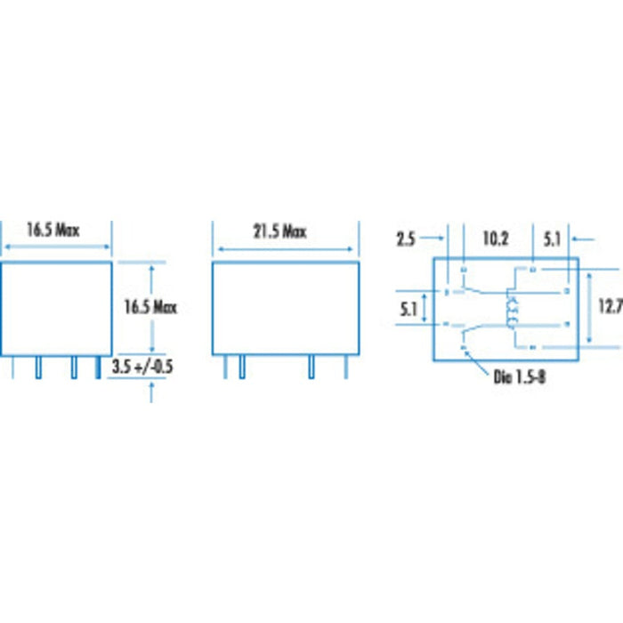 12V DPDT Mini PCB Relay - Folders