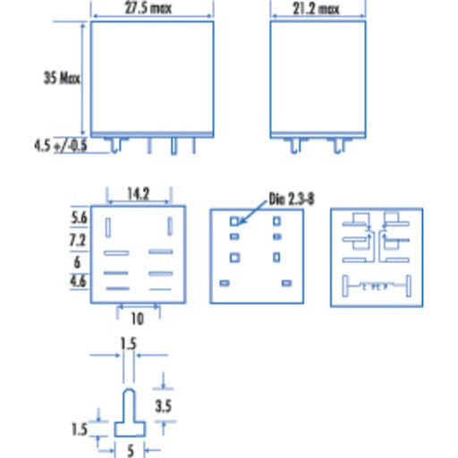 12VDC DPDT Relay - 10A 240VAC/24VDC Contacts - Folders
