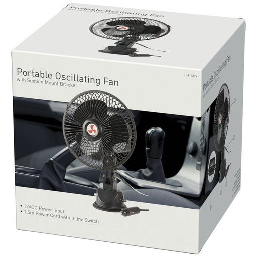 12VDC Oscillating Fan with Suction Mount Bracket - Folders