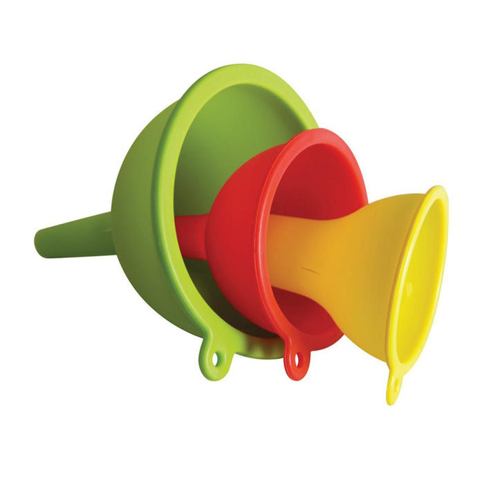 Silicone Funnel Set 3 Piece Set - Small Yellow/Medium Red/Large Green