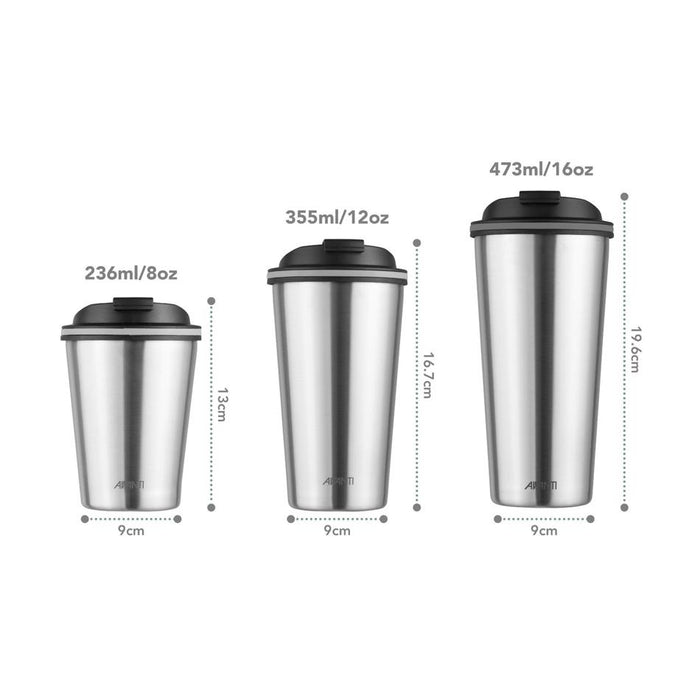 Gocup Double Wall Insulated Cup - Brushed Stainless Steel - 355Ml