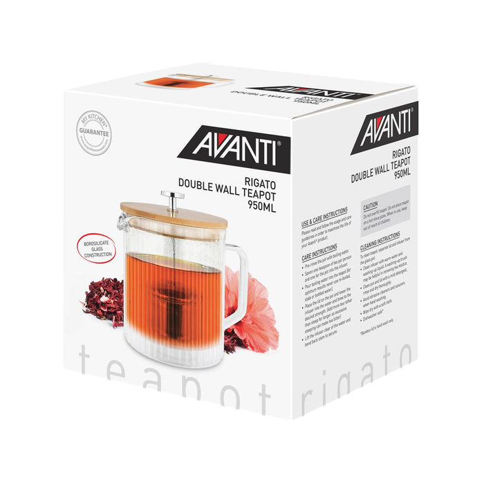 Avanti Rigato Double Wall Teapot 950Ml 14853