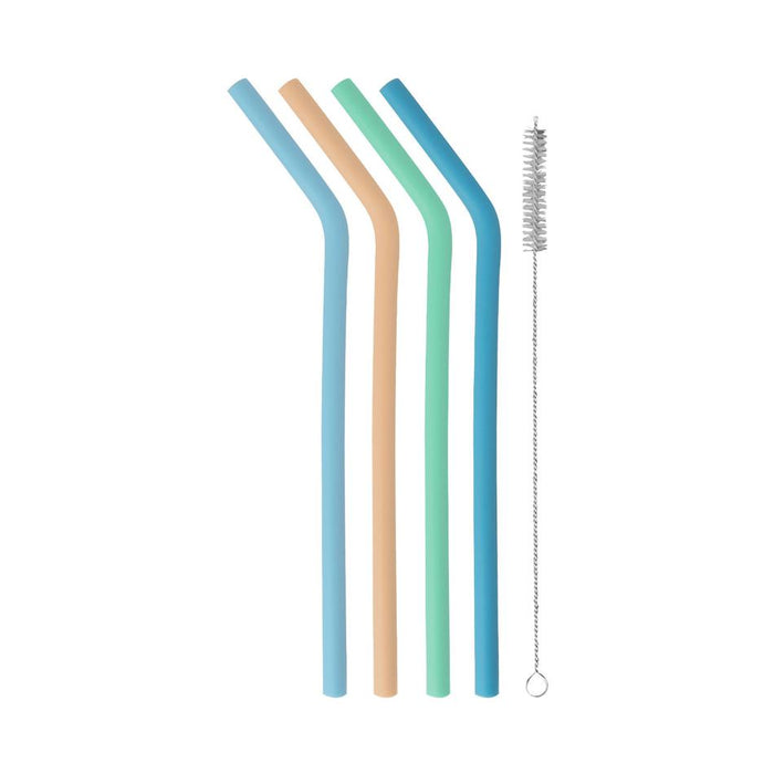 Avanti Silicone Straws With Cleaning Brush - Set Of 4 14913