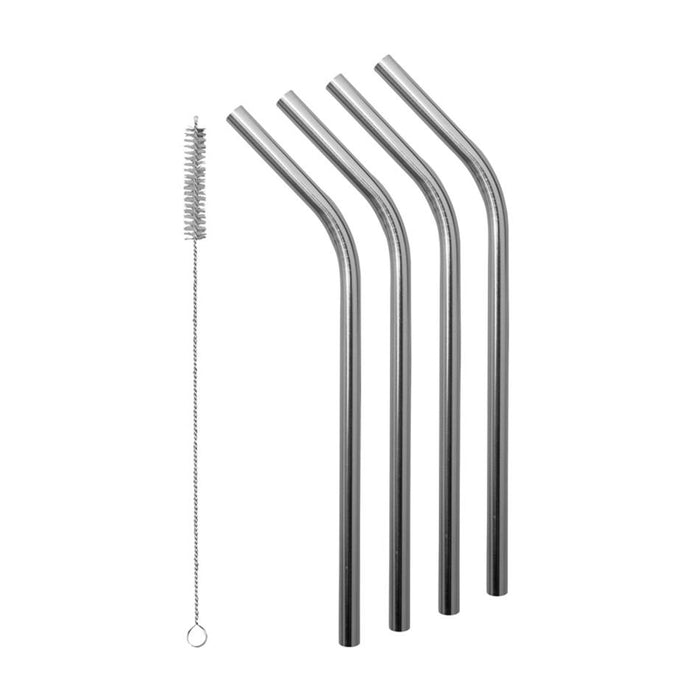 Avanti Smoothie Stainless Steel Straws With Cleaning Brush - Set Of 4