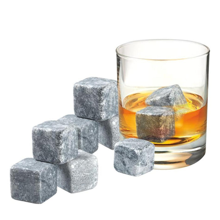 Whisky Rocks Set 9 Piece Set With Velvet Pouch And Box - Soapstone