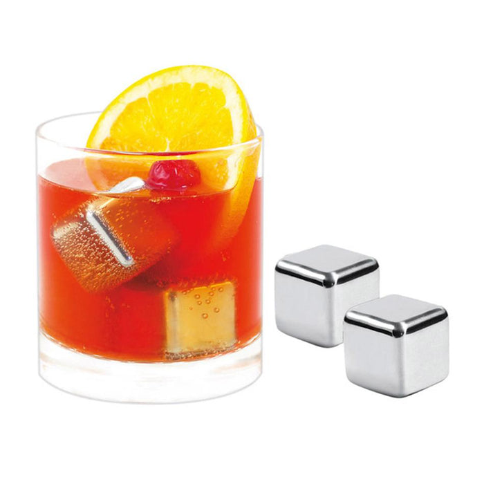 Stainless Steel Ice Cubes 4 Piece Set With Velvet Pouch And Box 16328