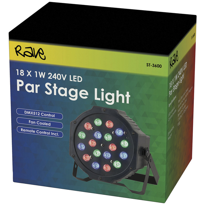 18 x 1W RGB LED Par Stage Light - Folders