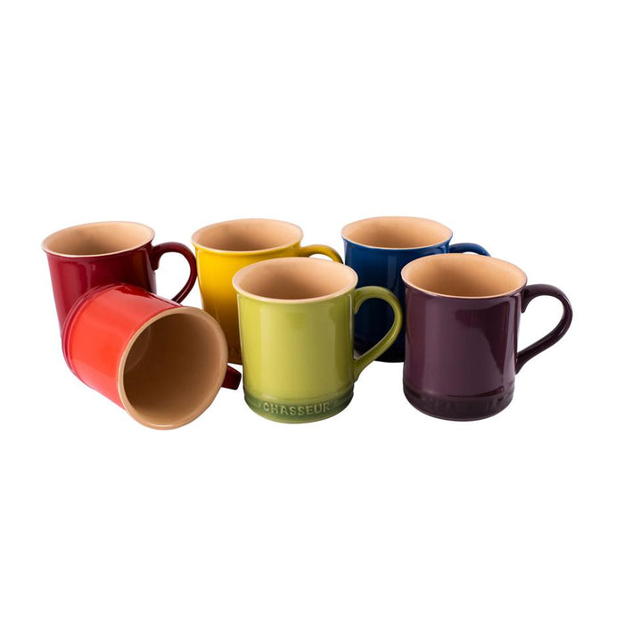 Macaron Vivid 6-Piece Mug Set (Bordeaux / Red / Yellow / Apple / Blue / Plum)