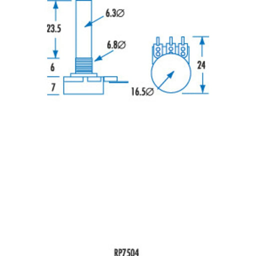 1k Ohm Linear (B) Single Gang 16mm Potentiometer - Folders
