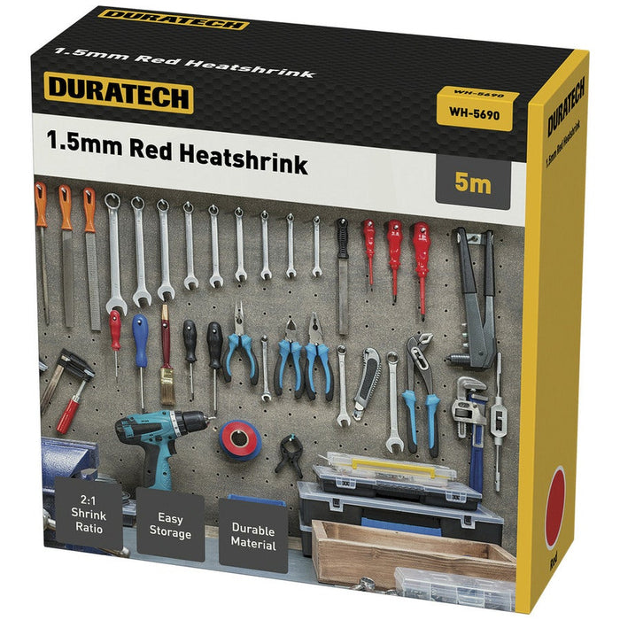 2:1 1.5mm Heatshrink Tubing 5m Red 3- Folders